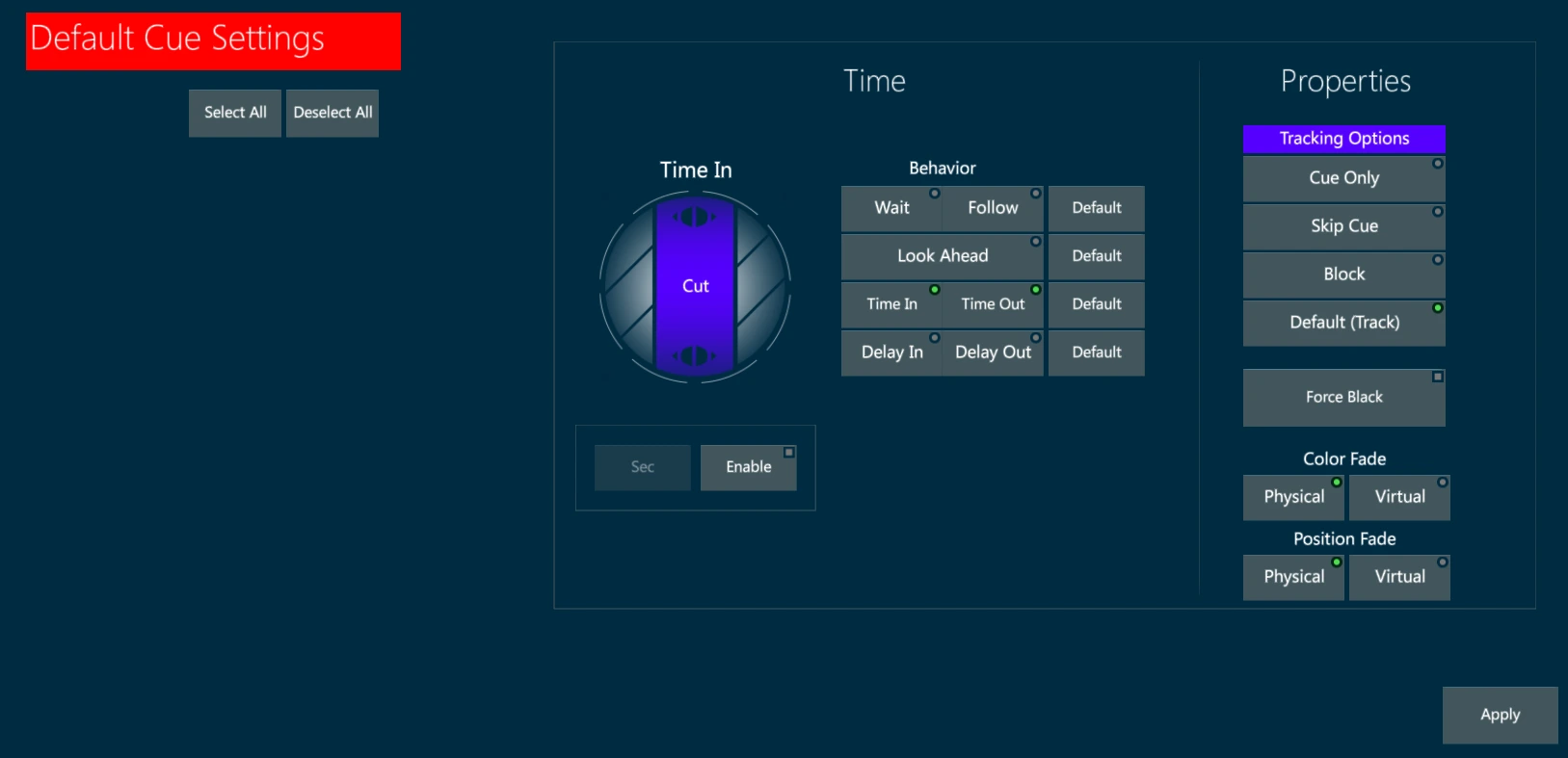 Default-Cue-Settings