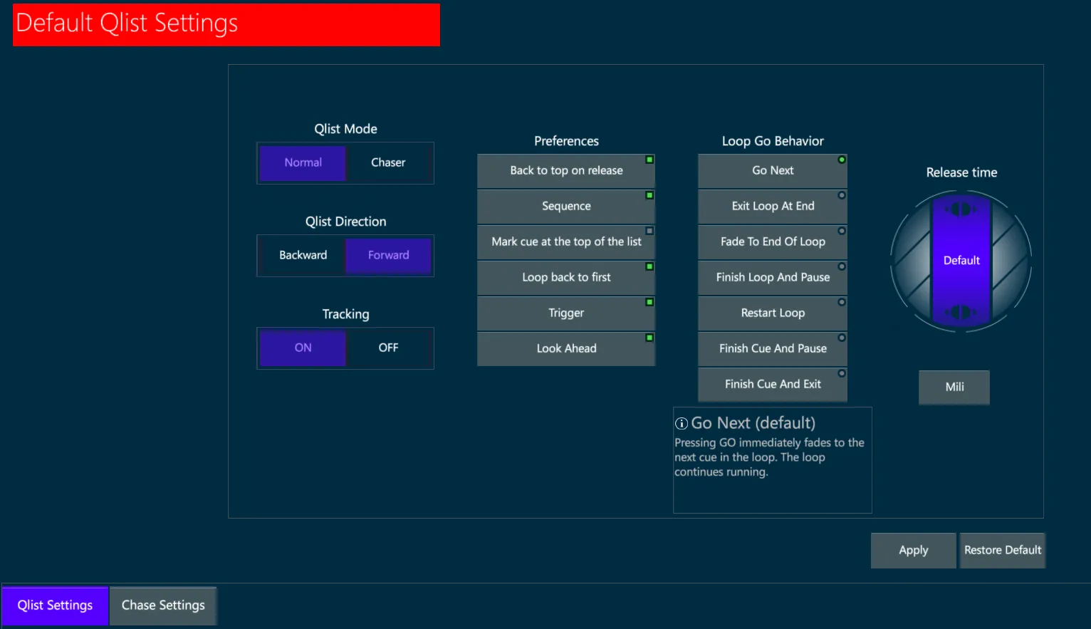 Default-Qlist-Settings